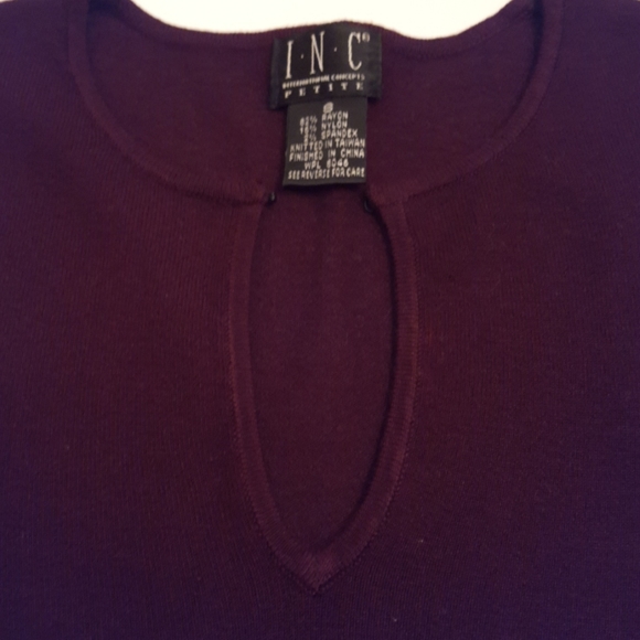 INC Vintage Deep Burgundy Key Hole Neck Sweater - Picture 3 of 11